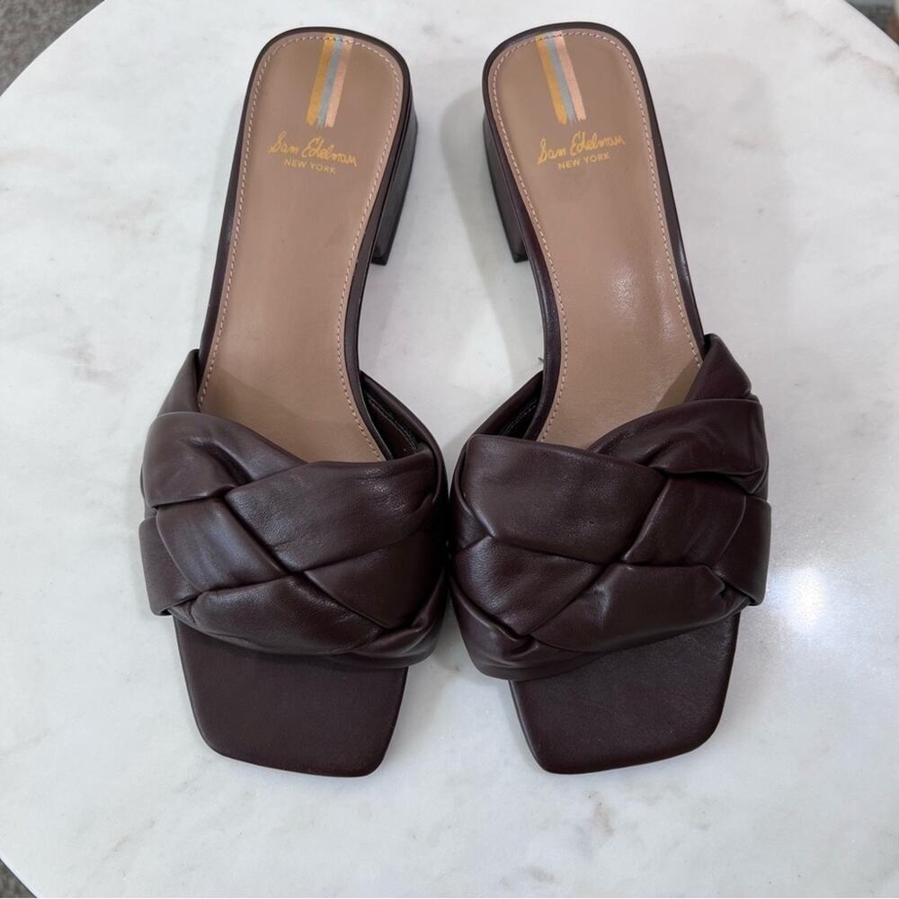 Sam Edelman Revolve Dawson Leather Square Toe Heels Sandals Slides Size 7.5